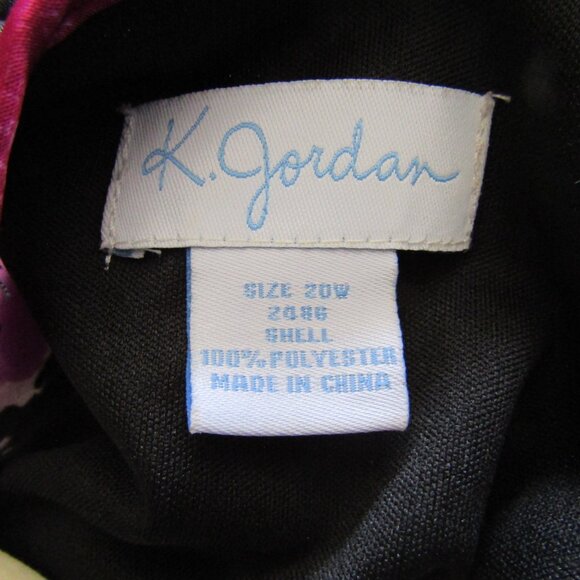 K Jordan Women's Sheath Dress 20W Black Pink Floral Satin Ruffle Business Church - Picture 11 of 11